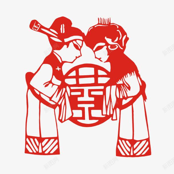 剪纸png免抠素材_新图网 https://ixintu.com 凤凰 凤凰纹饰 剪纸 双喜 喜字 心形