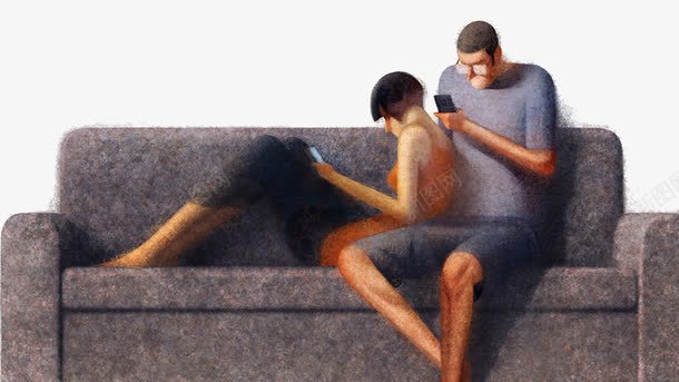 坐在沙发上玩手机的人png免抠素材_新图网 https://ixintu.com 彩色图案 沙发上的男人和女人 玩手机的人