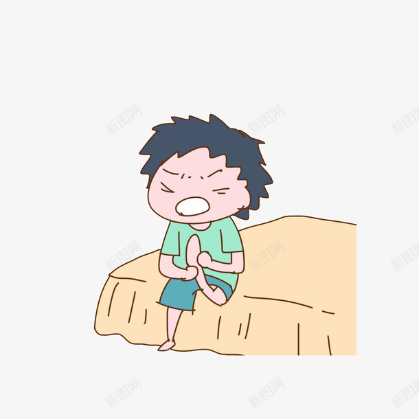 卡通坐在窗边腿疼抱着腿的男孩素png免抠素材_新图网 https://ixintu.com 卡通坐在窗边腿疼抱着腿的男孩素材免费下载 卡通手绘 坐床边 痛苦表情 腿疼男孩 颈肩腰腿痛