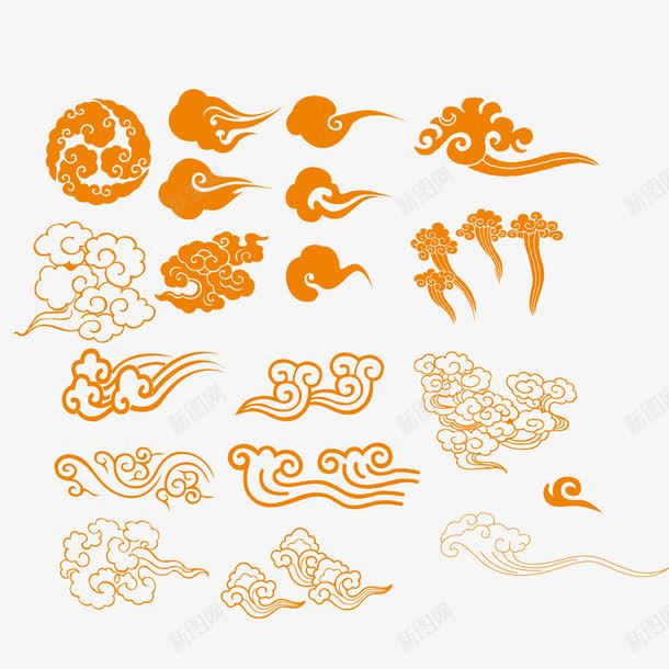 黄色祥云图案png免抠素材_新图网 https://ixintu.com 中国风 图案 橘色 祥云 花纹 装饰图案