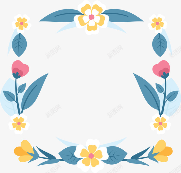 卡通花朵边框png免抠素材_新图网 https://ixintu.com 春天花边 清新 矢量图案 花卉 花朵 边框