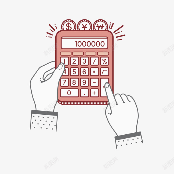 粉色计算器png免抠素材_新图网 https://ixintu.com 创意 手指 手绘 手臂 按键 数字 粉色计算器 衡量 金币