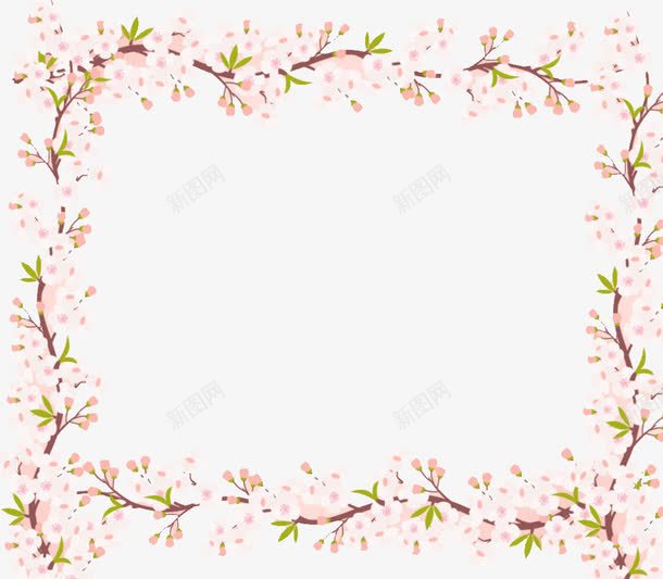 底纹边框png免抠素材_新图网 https://ixintu.com 樱花 樱花边框 欧式底纹复古 花瓣 花蕊