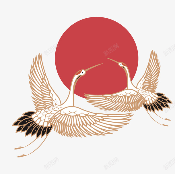 中国风古风仙鹤太阳矢量图ai免抠素材_新图网 https://ixintu.com 中国风 仙鹤 太阳 飞翔 矢量图