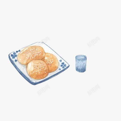 烧饼手绘画片png免抠素材_新图网 https://ixintu.com 手绘美食 烘烤 烧饼 色彩画