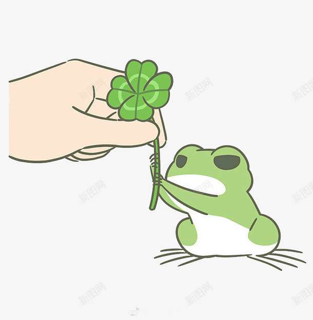 拽着四叶草的小青蛙png免抠素材_新图网 https://ixintu.com 卡通 商务 四叶草 彩色手绘 手 旅行青蛙 简约