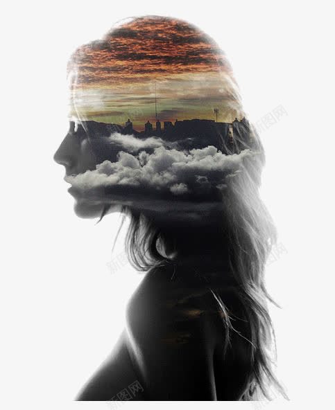 女人png免抠素材_新图网 https://ixintu.com 侧面 卷发 双重曝光 双重曝光人像摄影 头发 女人 女孩 好看 安静 摄影 欧美 漂亮 烫发 美丽 长发 黑色