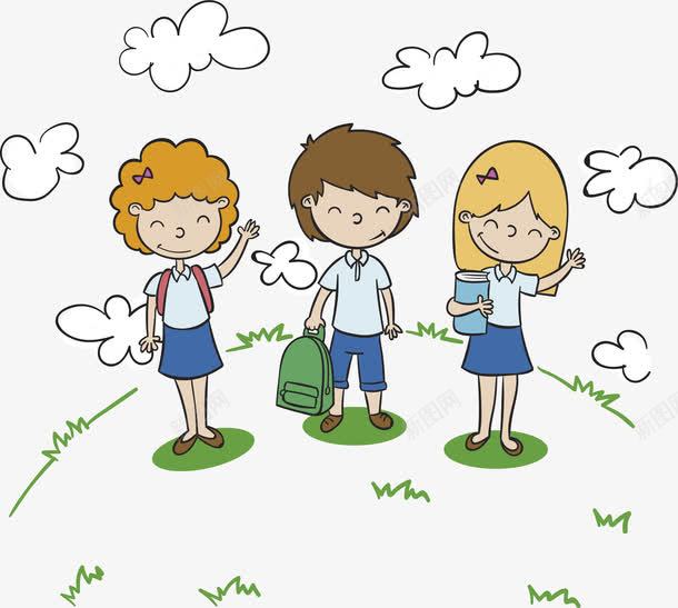 卡通手绘学生png免抠素材_新图网 https://ixintu.com 三个学生 卡通学生 开学季 手绘学生 新学期 矢量png