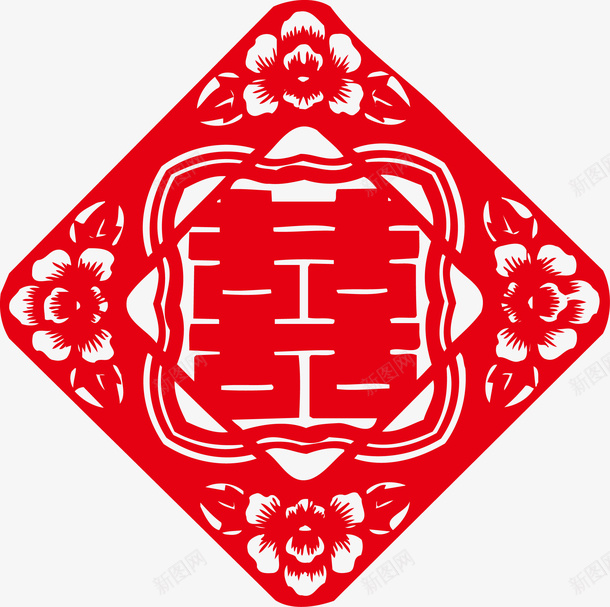 大红囍字贴纸图png免抠素材_新图网 https://ixintu.com 剪纸 双喜 喜字贴 囍 囍底纹 大红喜字 婚庆 底纹 窗花帖 红色