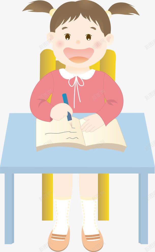 学习的小女孩png免抠素材_新图网 https://ixintu.com 儿童 卡通漫画 学习 学前教育 学生 孩子 幼儿园 祖国的花朵