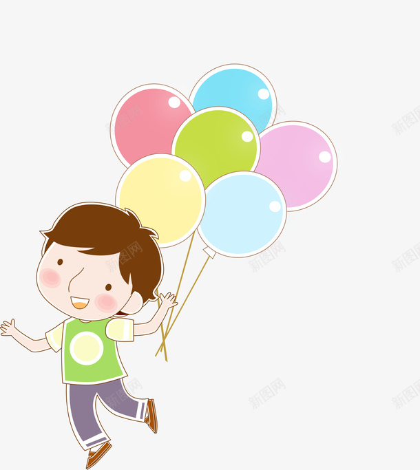 可爱气球男孩矢量图ai免抠素材_新图网 https://ixintu.com AI 儿童 卡通 可爱 喜庆 孩子 彩色 手绘 气球 男孩 线条 矢量图
