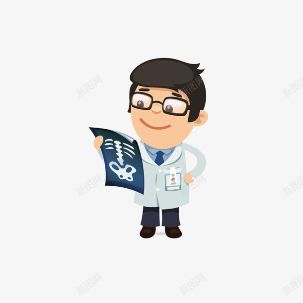 手绘卡通男医生看骨片png免抠素材_新图网 https://ixintu.com 人物 医生 医生形象 医药画册 医院 医院宣传 医院海报 卡通人物 卡通男医生看片子 插画 骨伤科 骨片 骨科