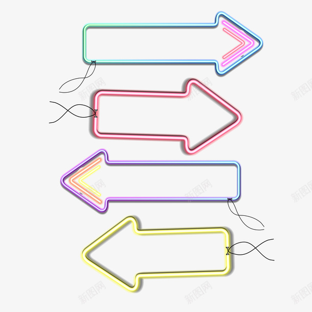 箭头发光霓虹灯电商装饰png免抠素材_新图网 https://ixintu.com 促销 电商 箭头发光装饰 装饰 霓虹灯