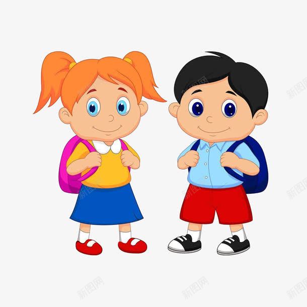 背书包的可爱男孩女孩png免抠素材_新图网 https://ixintu.com 可爱 小学生 背书包小孩 背书包的可爱男孩女孩 背包