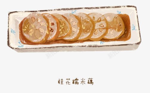 手绘桂花糯米藕png免抠素材_新图网 https://ixintu.com 小吃 手绘 桂花糯米藕 甜品 美食 食品