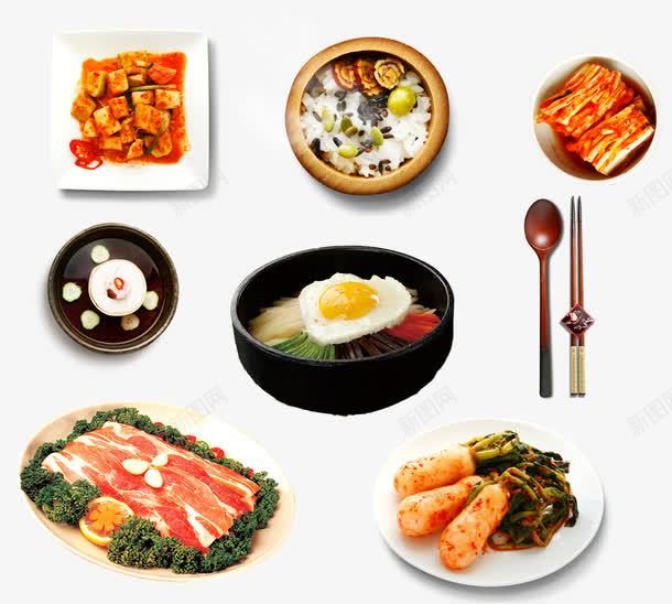 韩国料理psd免抠素材_新图网 https://ixintu.com 泡菜 烤肉 石锅拌饭 美食 豆腐 韩国