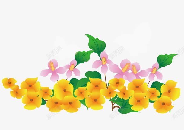 春天盛开的鲜艳的小黄花png免抠素材_新图网 https://ixintu.com 叶子 春天 春天里的花朵 植物 绿色 花朵 黄花