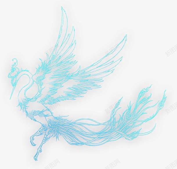 荧光蓝色凤凰镂空透明png免抠素材_新图网 https://ixintu.com 凤凰 荧光 蓝色 透明 镂空