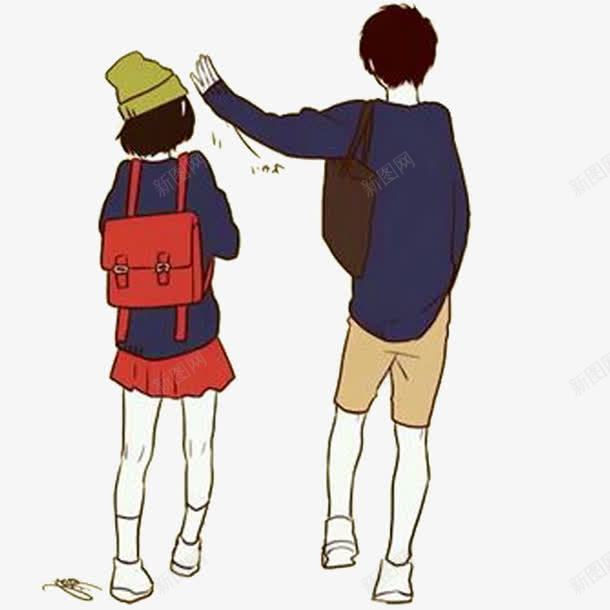 情侣png免抠素材_新图网 https://ixintu.com 卡通 学生背影 校园爱情 爱情