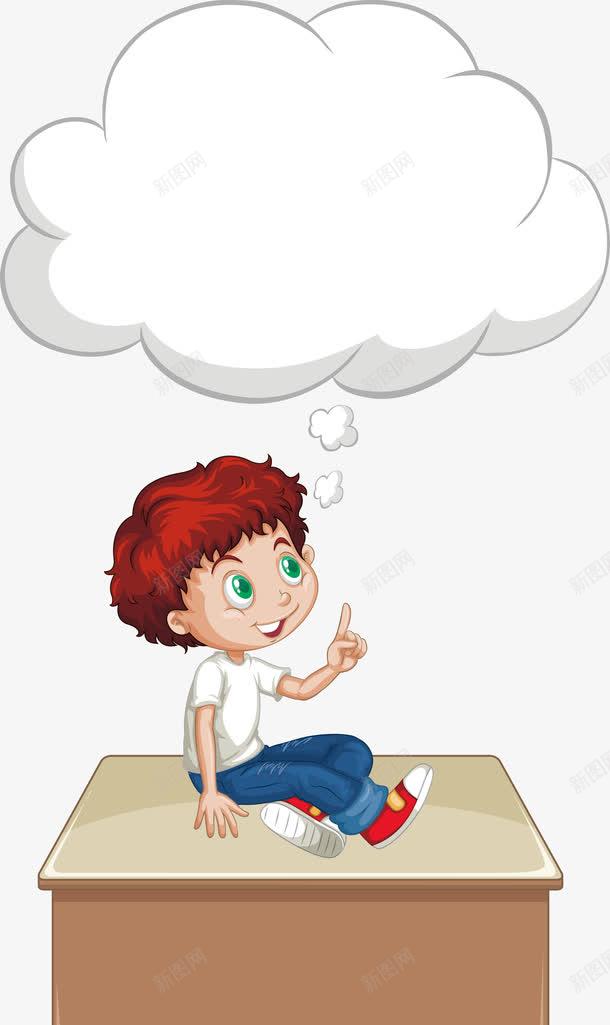 坐在桌子上思考的男孩png免抠素材_新图网 https://ixintu.com 人物 冥思 动脑筋 对话框 思考 男孩 矢量男孩免费图片下载 读书人