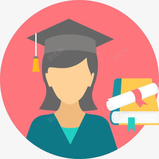 研究生图标png_新图网 https://ixintu.com 人头像 女人 女孩 学士帽 用户教育 研究生