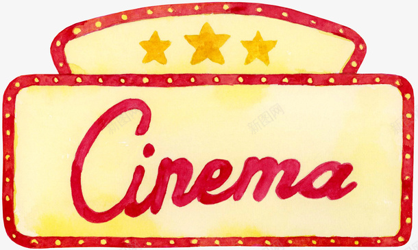 手绘卡通电影院cinema霓虹灯牌子png免抠素材_新图网 https://ixintu.com cinema 动画 卡通 复古 手绘 电影院 霓虹灯牌子