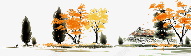 风景水墨画png免抠素材_新图网 https://ixintu.com 水墨画 画室宣传单水墨画 秋天 风景