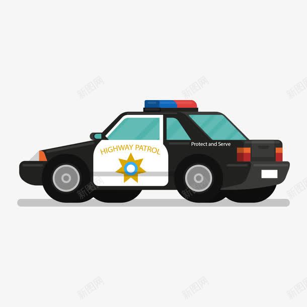 卡通黑色后侧面交警车png免抠素材_新图网 https://ixintu.com 交警 交警车 太阳 巡逻 标志 汽车 维持秩序 警员 警察 警报器 警笛声 黑色