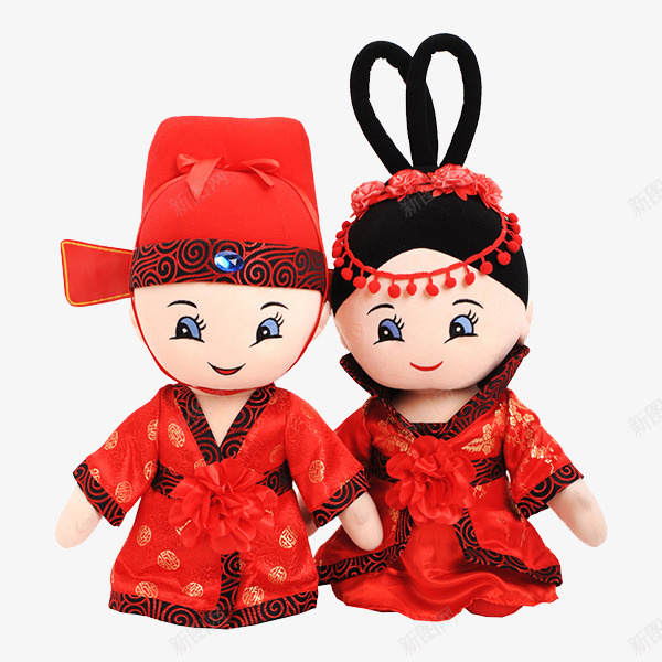 中式可爱人形婚礼娃娃png免抠素材_新图网 https://ixintu.com 产品实物 古装 娃娃 婚庆 结婚小人