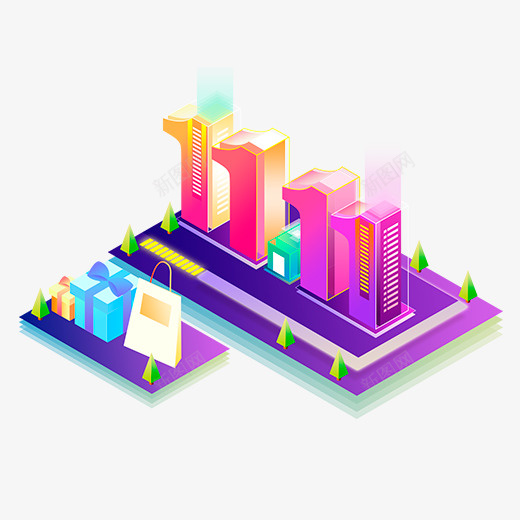 彩色创意双十一立体字psd免抠素材_新图网 https://ixintu.com 光泽 创意 双11 双十一 彩色 植物 渐变 电商 立体 自然