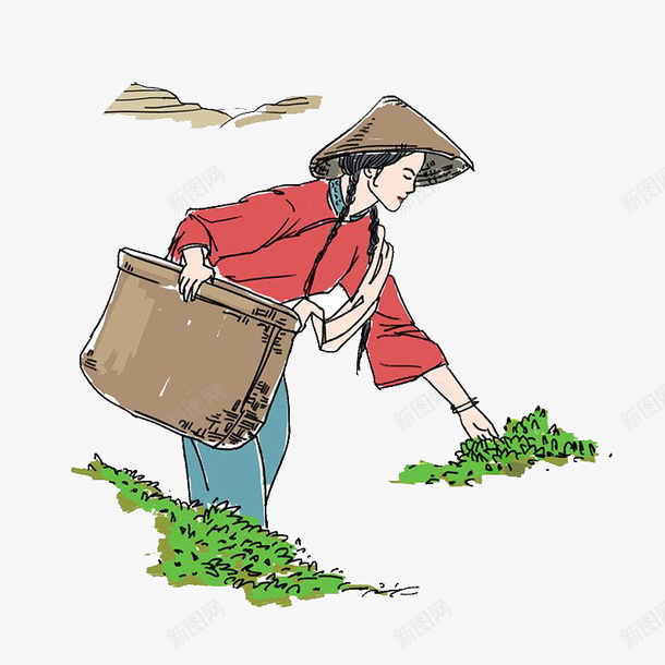 采茶女采摘茶叶手绘彩绘图案png免抠素材_新图网 https://ixintu.com 图案 彩绘风格 手绘风格 茶叶 茶叶制作 装饰 采摘 采茶女 采茶姑娘 采茶手绘