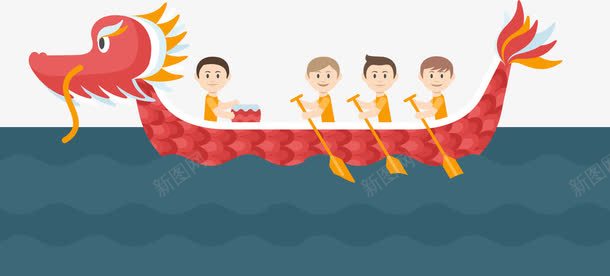 划龙舟大赛png免抠素材_新图网 https://ixintu.com 中国端午节 敲鼓呐喊 矢量素材 端午赛龙舟 龙舟比赛