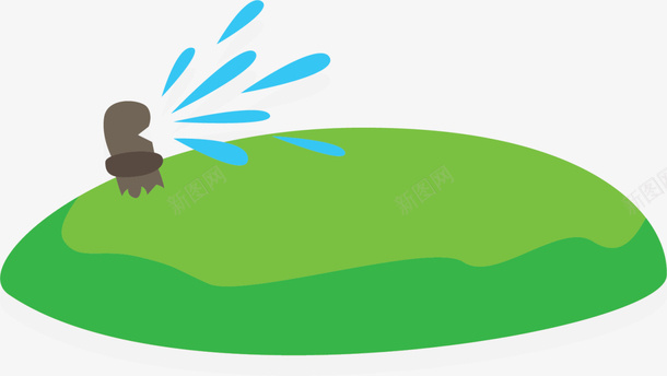 卡通绿色草地洒水器png免抠素材_新图网 https://ixintu.com 卡通草地 春天 春季 春日 洒水器 自然 草丛 草地