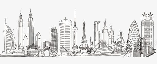 线条城市手绘免费png免抠素材_新图网 https://ixintu.com 免费 城市 手绘 素材 线条