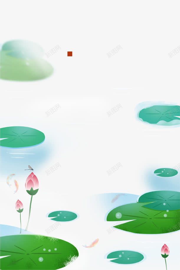 清新文艺荷叶装饰背景png免抠素材_新图网 https://ixintu.com 文艺 春季 池塘 清新 背景 荷叶 装饰