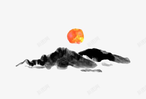 手绘黑色水墨山png免抠素材_新图网 https://ixintu.com 地貌 太阳 山画 手绘 水墨 水墨画落日 水墨画黑色山 简笔山 简笔画山 落日 被黑山遮挡住的太阳 黑色太阳 黑色山