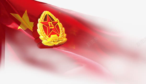 军旗半透明png免抠素材_新图网 https://ixintu.com 免抠 免抠素材 八一 八一军旗 军徽 军旗 旗帜