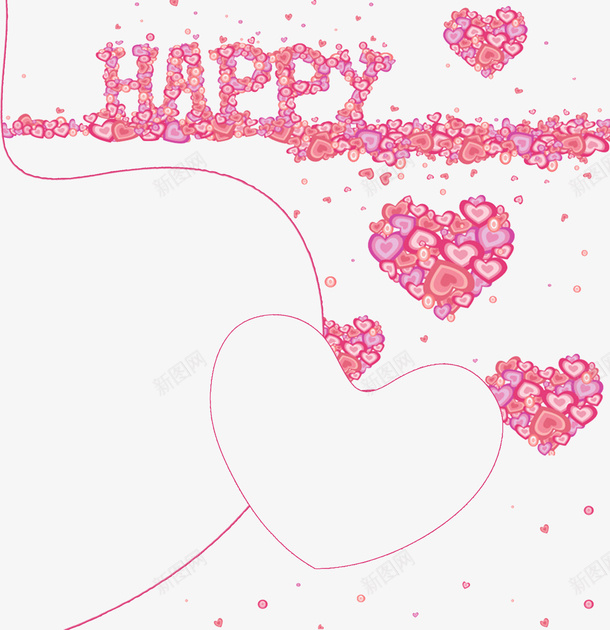 happypng免抠素材_新图网 https://ixintu.com happy 卡通字母 字体 庆祝 爱心 线条 节日庆祝 花朵