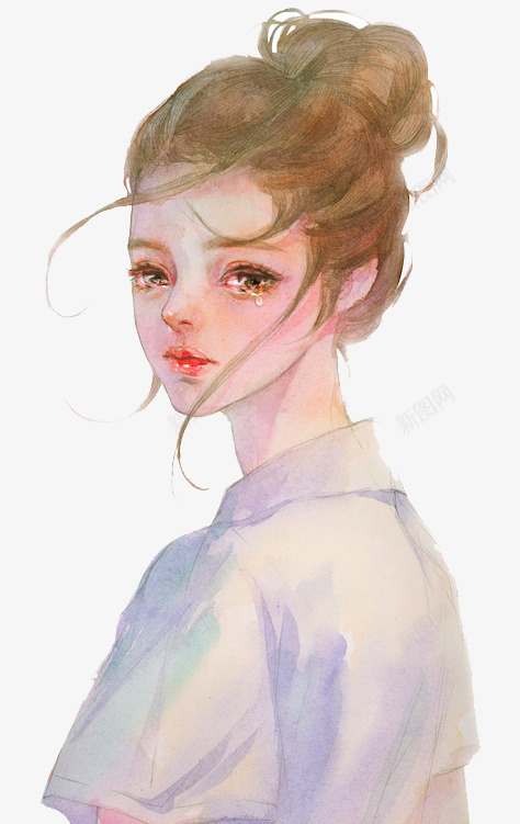 漂亮的女孩png免抠素材_新图网 https://ixintu.com 丸子头 彩绘 梦幻 泪珠 漂亮 眼泪 美丽 高贵