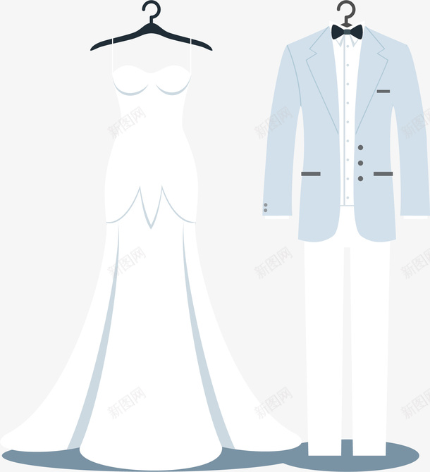 婚纱矢量图ai免抠素材_新图网 https://ixintu.com 卡通手绘 婚纱 水彩画 装饰图案 西服 矢量图