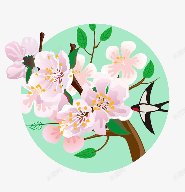 立春卡通桃花树枝燕子pspsd免抠素材_新图网 https://ixintu.com 卡通桃花 卡通燕子 回春 春天psd 春季景色 桃花树枝 桃花矢量图 立春卡通桃花树枝燕子矢量图psd源文件免费下载 立春装饰 黑色燕子