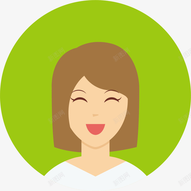 绿色微笑卡通女孩头像png免抠素材_新图网 https://ixintu.com 图案 圆形标签 女孩头像 女王节 女生节 女神节 妇女节 微笑女生 装饰图案
