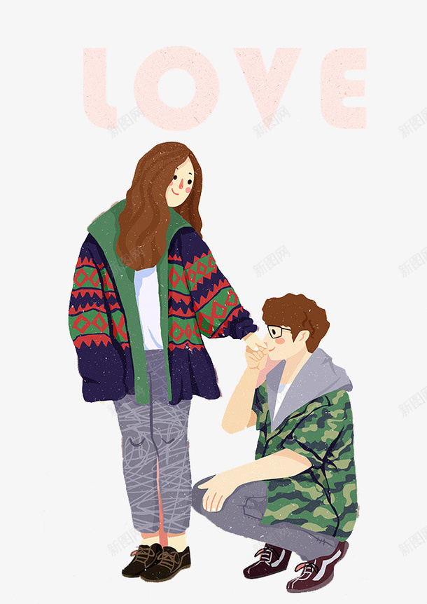 谈情说爱男女png免抠素材_新图网 https://ixintu.com love 女孩 手绘 甜蜜 男孩 红色 谈恋爱