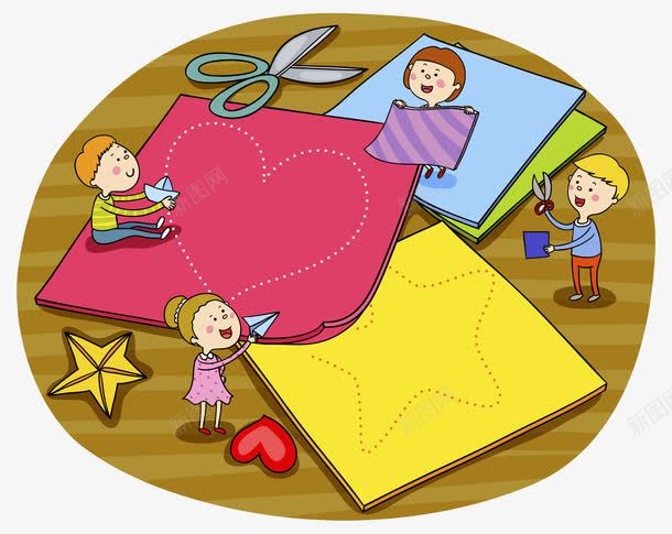 手绘孩子png免抠素材_新图网 https://ixintu.com 兼职 剪刀 卡通 女孩 学生 孩子 手绘 水彩 男孩 红色