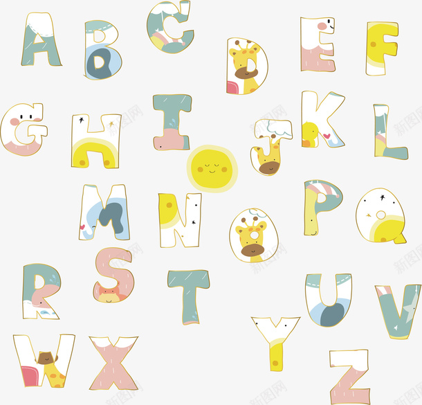 创意英文字母合集矢量图ai免抠素材_新图网 https://ixintu.com 创意 卡通手绘 可爱 水彩 英文字母合集 矢量图