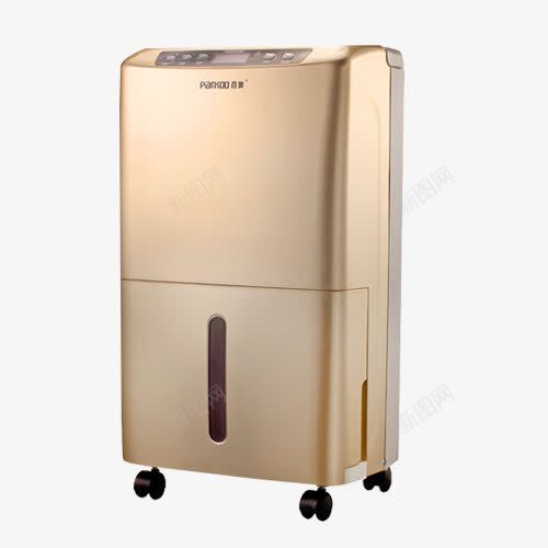 移动式除湿器png免抠素材_新图网 https://ixintu.com 产品实物 滚轮 移动式 空气净化器 金色 除湿器