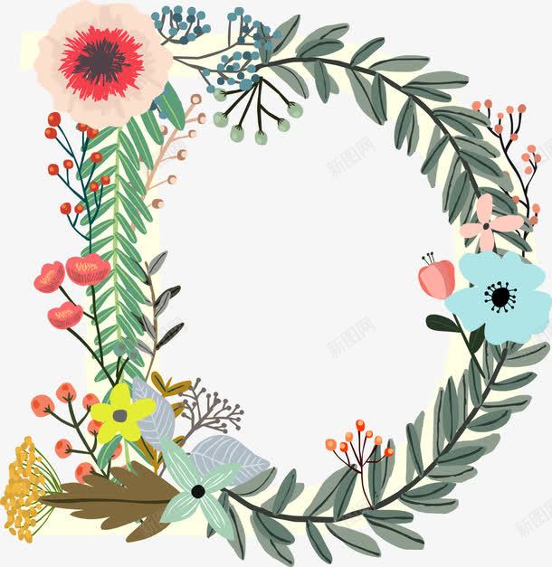绿色植物框架png免抠素材_新图网 https://ixintu.com D字 简约植物 绿色框架 艺术字 花朵字母 花藤 边框纹理