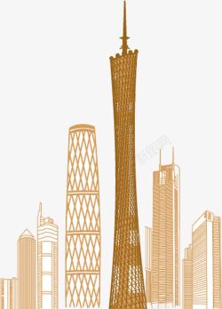 塔手绘广州著名建筑高清图片
