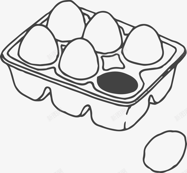 卡通简约简笔画黑白插画小清新图标png_新图网 https://ixintu.com 小清新插画 广告设计 扁平化简约黑白样式 极简黑白图样 简笔画装饰 鸡蛋 黑白简约插画