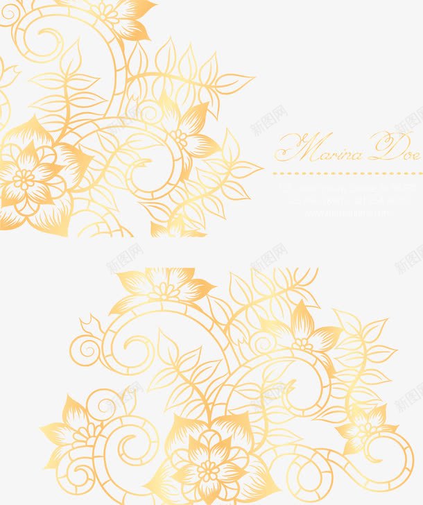 金色花纹个人名片png免抠素材_新图网 https://ixintu.com 名片模板 浮雕花 矢量素材 金色花纹 镂空浮雕花 高级卡片